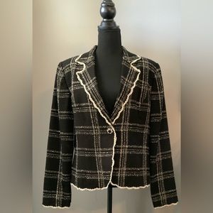 Dress Barn Black/Cream Plaid Blazer Size 14